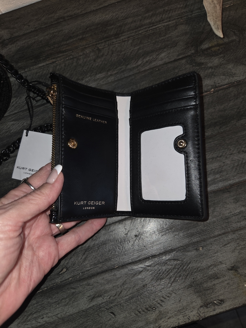 Kurt Geiger Black Textured Crossbody Bag with Matching Wallet - Picture 5 of 14